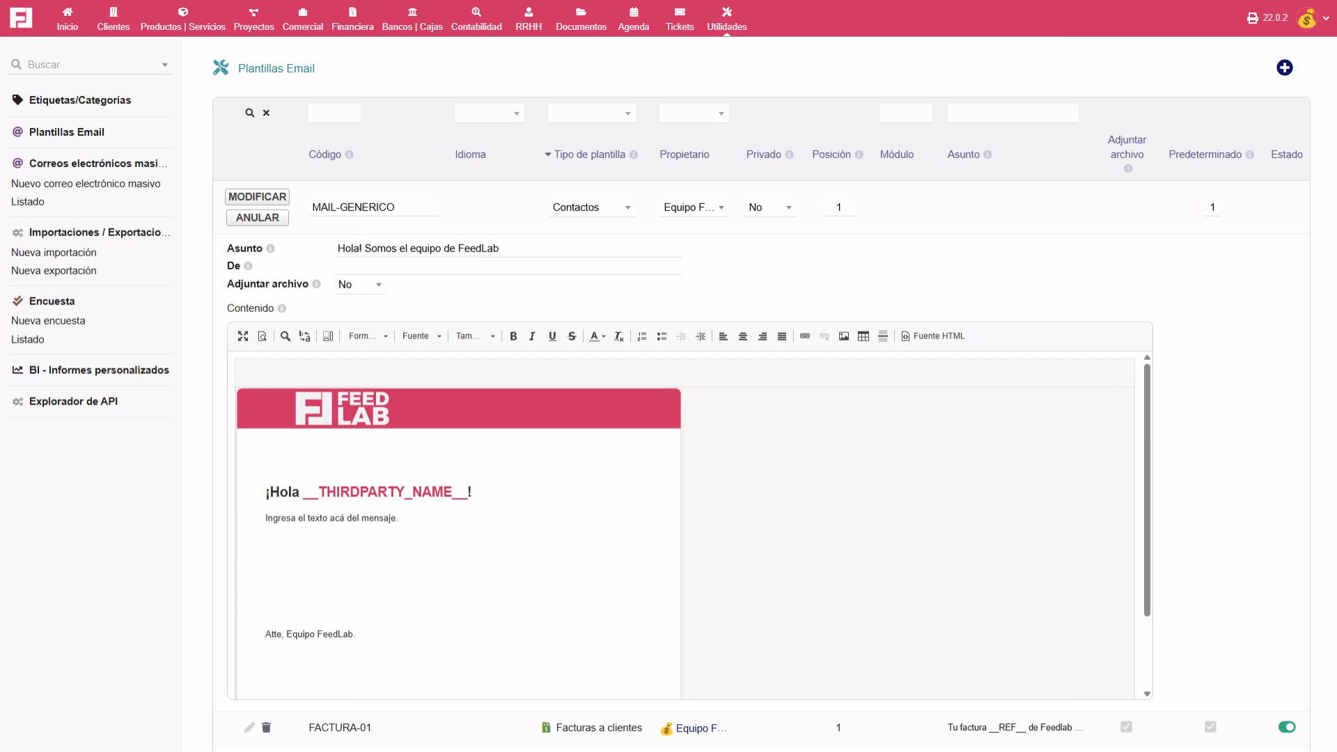 Demo email marketing conectado al CRM