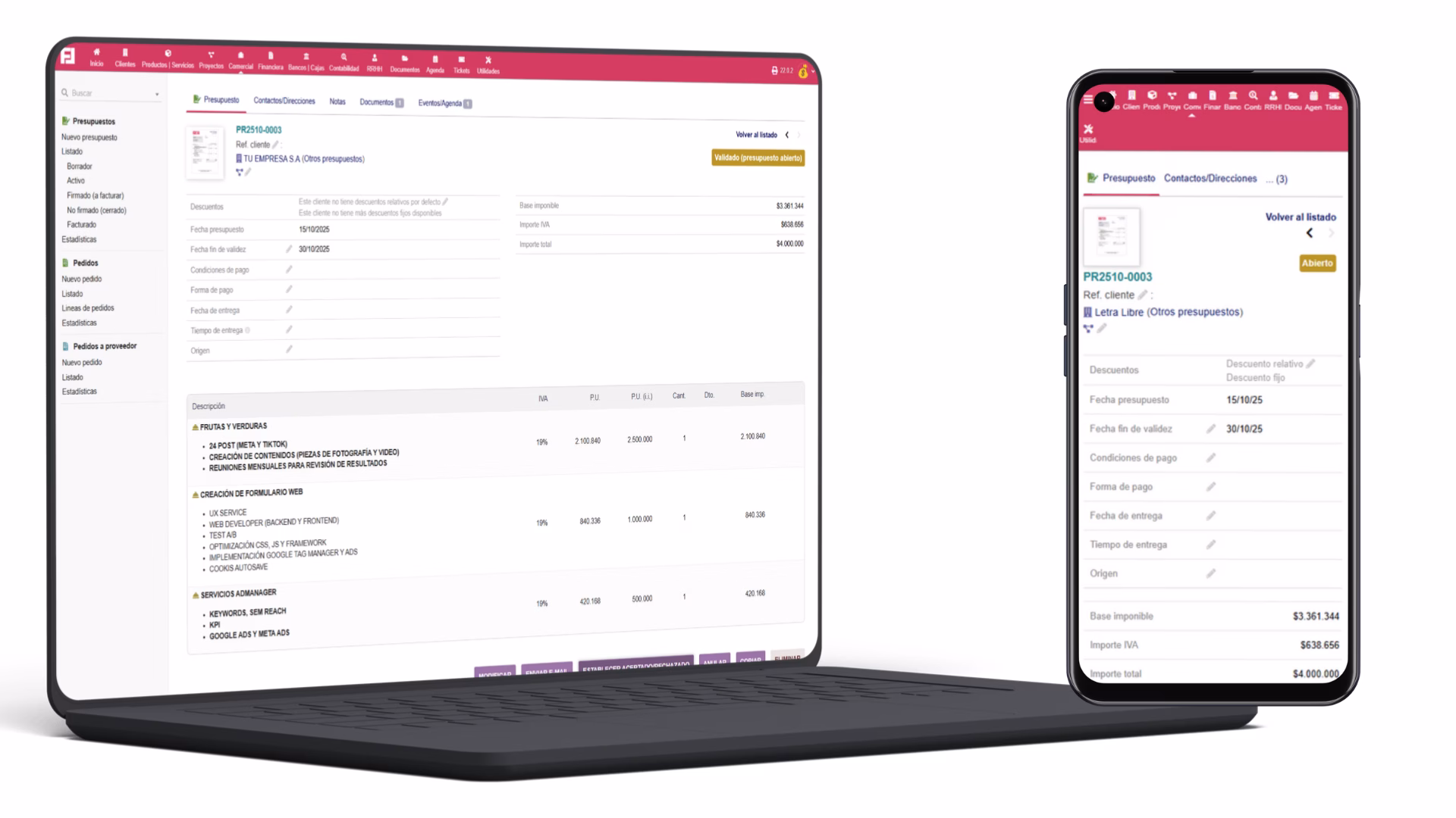 Demo acceso móvil al CRM