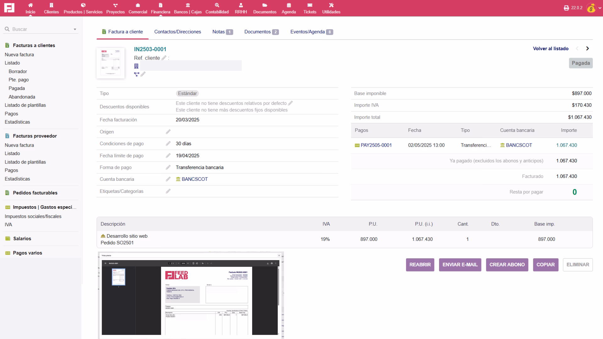 Demo de integración con facturación / ERP